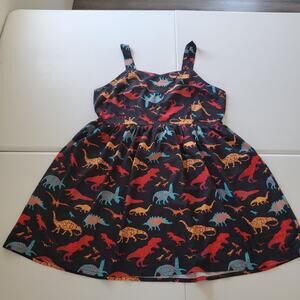 Dinosaur Print Dress Womens Plus 2XL Black Mod Fit Flare Smocked A-Line